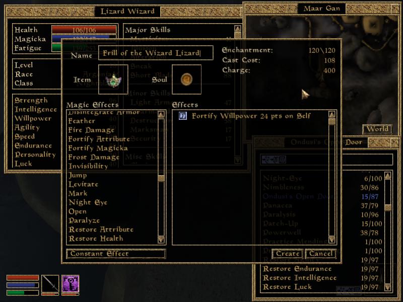 morrowind how to make constant effect enchantments